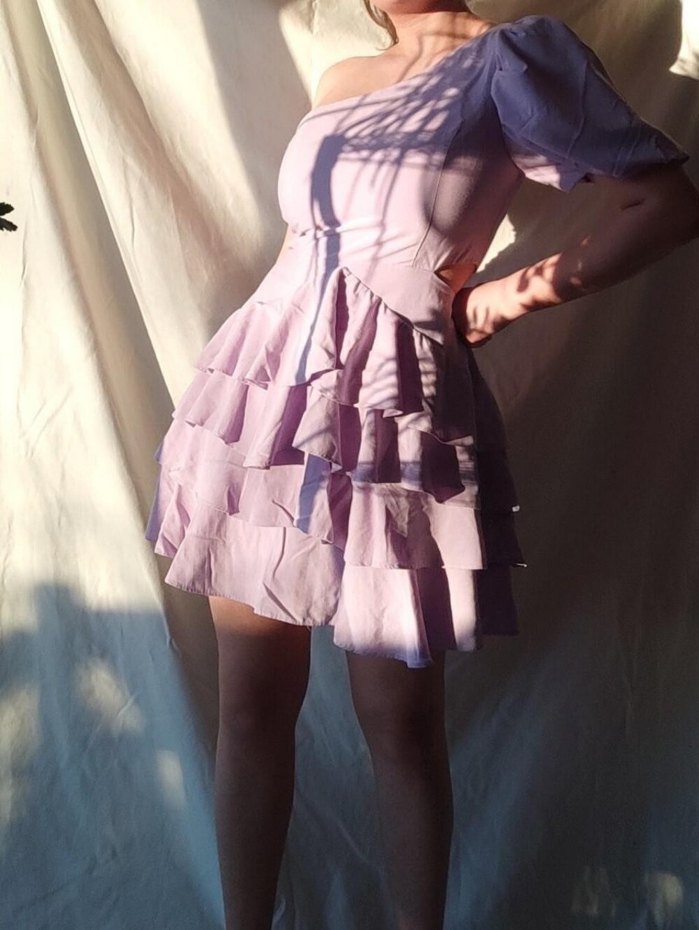 Do+Be Lilac Ruffled One Shoulder Mini Dress - Picture 3 of 8